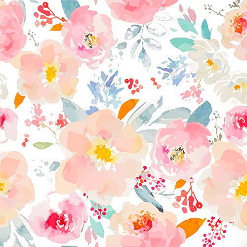 VEELIKE Papier Peint Fleur Rose Vintage Papier Adhésif Décoratif Mural Papier Adhésif pour Meuble Papier Peint Aquarelle Floral Épais Rouleau Papier Vinyl Autocollant Salon Armoire Chambre 45cm×300cm