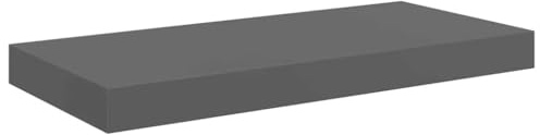vidaXL High Gloss Grey Floating Wall Shelf | Easy to Install | Honeycomb MDF and Metal Frame | Modern Home Decor | Versatile Display Shelf | Compact Size