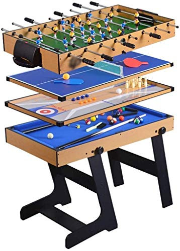 FBITE Multifunktionaler 4 in 1 Steady Combo Spieltisch, Black Eight Billardtisch, Air Puck Table Eishockeytisch Multifunktionaler Haushalt Vier in einem Pool