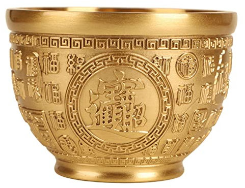 Easnea Feng Shui Schale aus Messing, chinesischer Pflanzgefäß, Vase, Ornament, Kunst, getrockneter Blumentopf, dekoratives Glas, Sparschwein, Messing-Zylinder, Schlüsselaufbewahrung für Zuhause,
