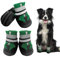 NeuWook Hundeschuhe, 4er-Set wasserdichte Hundeschuhe Anti-rutsch Hundestiefe mit reflektierendem Riemen, Breathable Hundestiefel Pfotenschutz für Kleine Mittelgroße Hunde (M, Grün)