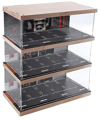 Perfeclan Kit di Modellismo Diorama, Vetrina per Auto Modello 1/64 Vetrina per Garage per Auto Vetrina per Espositore Protezione Vetrina in Acrilico per Collezionisti Auto, 3 Livelli