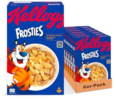 Kellogg's Frosties (6 x 400 g) – knusprige Cornflakes aus Mais mit leckerem Frosting – Frühstückscerealien ohne künstliche Farb- und Aromastoffe
