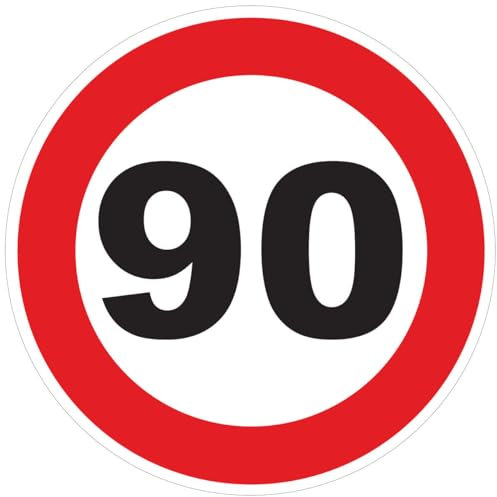 Autocollant Sticker Limitation de Vitesse Autocars Cercle Rouge - Tracteur Poids Lourds Disque limitation Vitesse Camion 90 KM/H adhésif - 20 cm Diamètre