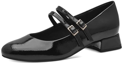 MARCO TOZZI Damen Mary Janes mit Riemen Kleiner Absatz, Schwarz (Black patent), 42 EU