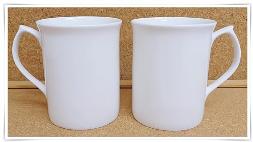 Rainbow Decors White Mugs Set of 2 Fine Bone China 9 oz Topaz Lightweight Cups