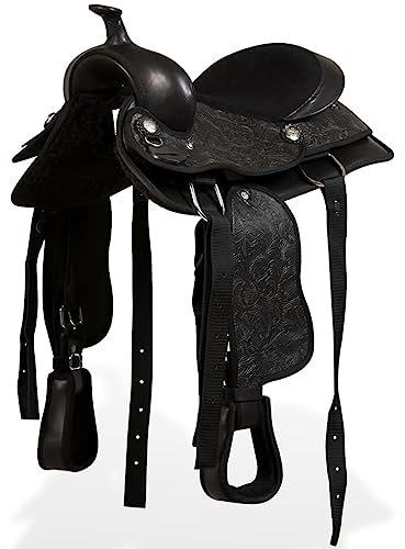 Westernsattel aus echtem Leder, 30,5 cm, Schwarz, für Möbel