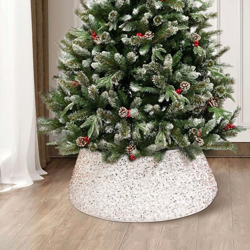 Base de pie para árbol de Navidad, forma redonda, para decoración de tronco, perfecto para cualquier tipo de árbol de Navidad, decoración del hogar, 55 x 72 x 18 cm (blanco)