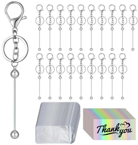 ZOOMIMI Ensemble de porte-clés à perles multifonction pour travaux manuels, porte-clés personnalisables avec des ébauches en métal robustes