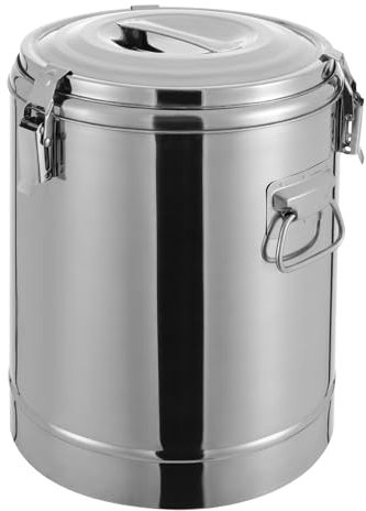 Etrhdfyts Kommerzieller Thermobehälter für Essen 20L Edelstahl Eimer mit Deckel Lebensmittel Wärmebehälter Speisenwärmer, Profi Gastro Speisentransportbehälter mit Griff, Deckel, Verschlussklammer