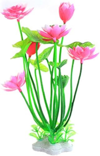 Rzcin Artificial Water Plants, Aquatics Grass Flower Simulation Plastic Artificial Lotus Fish Tank Ornament Aquarium Décor