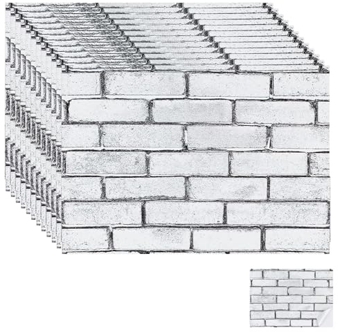 12Pcs Self-Adhesive Dolls House Wallpaper, Brick Pattern Panel