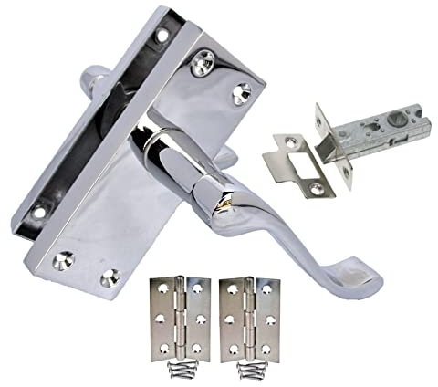 Door Handles 5 Sets of Haven Heritage Victorian Scroll Latch Polished Chrome Hinges & Latches Pack Sets - by Haven