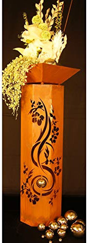 8-Eck Säule Kirschblüte + Schale Classic Edelrost Rost Metall Gartendeko Garten Stele