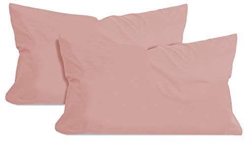 npluseins 2er Pack Baumwoll Kissenbezug - Jersey - viele Farben 1331.1812, ca. 40 x 60 cm, Altrosa