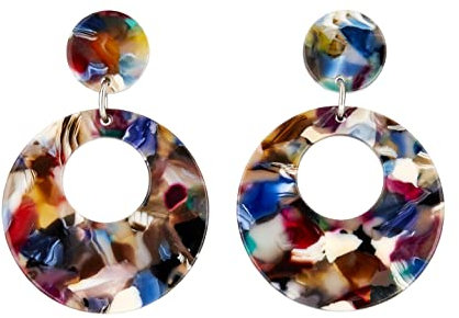 Ohrclips Versilbert Ohrring mit mehrfarbigem Acryl - Elica M von Bello London