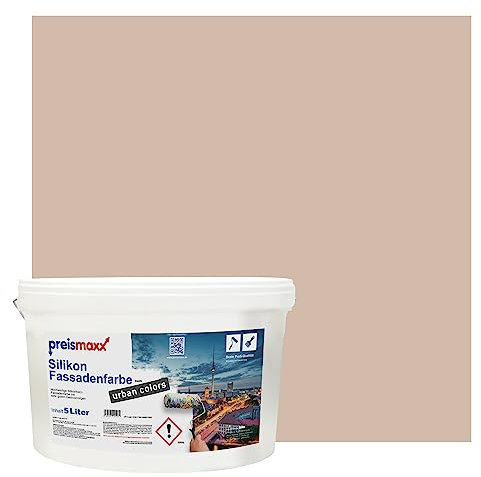 Preismaxx Silikonharz Fassadenfarbe, Haselnuss Braun 5L hochwertige, matte, wasserabweisende Aussen-Dispersion, sehr guter Regenschutz - Abperleffekt