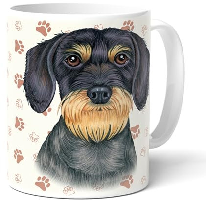 power gift RAUHAARDACKEL - Kaffeetasse mit netten Spruch. Becher mit bunter Hundezeichnung, aus diesem Grund Einzigartig. Teetasse. Praktisches Geschenk für Frauchen, Herrchen, alle Hunden Liebhaber.