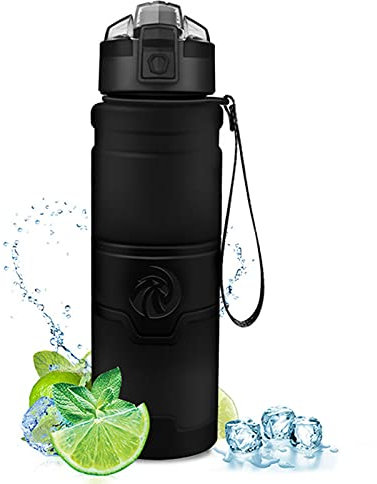 JIXIN Bouteilles d'eau De Sport Anti-Chute Anti-Chute Étanche 700 ML Drinkware Shaker Bouteille De Boisson,Noir