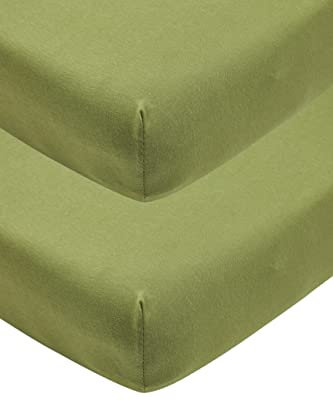 Meyco Baby Uni Spannbettlaken 2er Pack für die Babywiege (Bettlaken mit weicher Jersey-Qualität, aus 100% Baumwolle, perfekte Passform durch Rundum-Gummizug, Maße: 40 x 80 / 90cm), Avocado