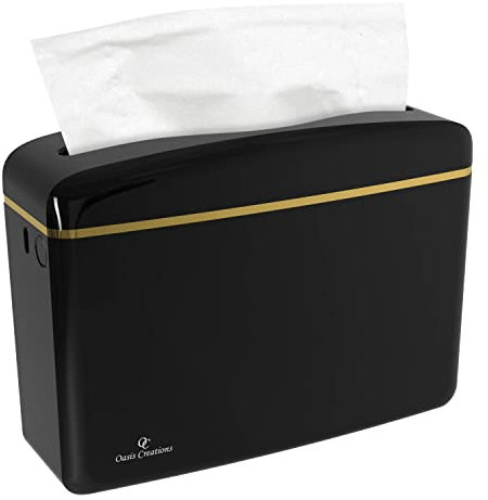 Oasis Creations Dispensador de Toallas de Papel de Mano multipliegue para encimera, dispensador de una Sola Hoja, Negro Brillante