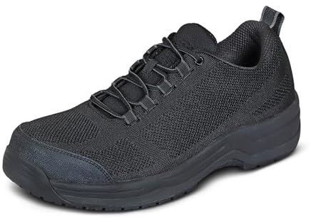 Orthofeet Men's Orthopedic Cobalt Safety-Rated Slip-Resistant Work Shoe, Black, Size 12