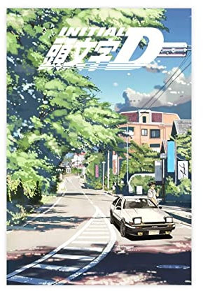 Anime Initial D Poster 22 Leinwand Poster Wandkunst Dekor Druckbild Gemälde für Wohnzimmer Schlafzimmer Dekoration Unframe Stil 30 x 45 cm