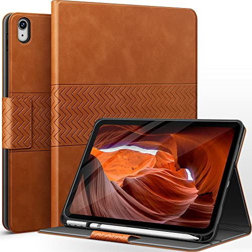 AUAUA Hülle für iPad (A16) 11./10. Generation (2025/2022), mit Stifthalter, Auto Schlaf/Aufwach Funktion, PU Leder (Braun)