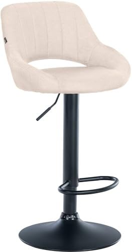 CLP Barhocker Milet I Stoff-Bezug I Drehbarer Barstuhl, Farbe:Creme, Gestell Farbe:schwarz