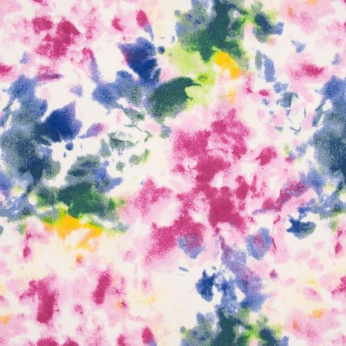 SCHÖNER LEBEN. French Terry Sommersweat Meterware Tie Dye Batik weiß bunt 1,45m
