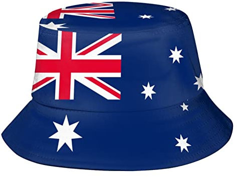 XVBCDFG Retro Australien Flagge Australien Fischerhut Fischerhut verstaubar Sommer Reise Strand Sonnenhut Outdoor Cap, Australien Love Flag-2, One size