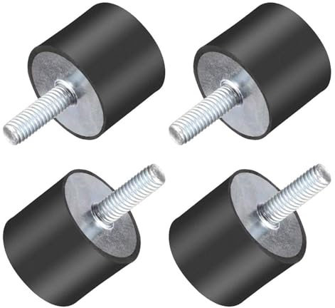 TOP-VIGOR 4 Stück M6 Anti-Vibrations-Isolator, D25 mm x H20 mm, Gummi-Halterungen, Stoßdämpfer-Dämpfer, Gewinde, zylindrische Gummi-Vibrationsisolationshalterungen mit Bolzen für
