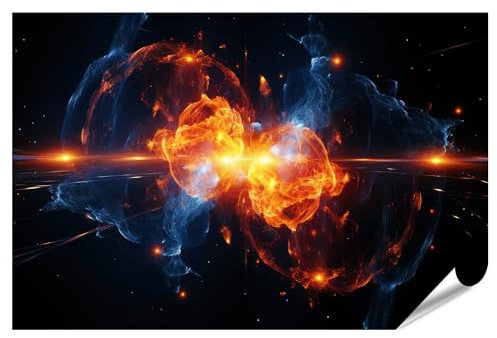 islandburner XXL Bild Poster Fusion von Zwei Atomen Sci Fi Quantenphysik Premium Bilder Fotodruck