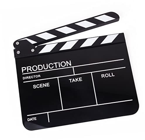 NUOBESTY Tv Clapperboard Slate for Tv/Film/Movie Movie Clap-Stick Acrylic Clapperboard English Version Clapper Board Television