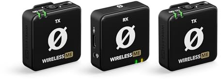 RØDE Wireless ME Dual Set: Kompaktes drahtloses Mikrofonsystem mit GainAssist-Technologie, integrierten Mikrofonen und 100m Reichweite für Filmemacher, Interviews und Content-Erstellung (Schwarz)