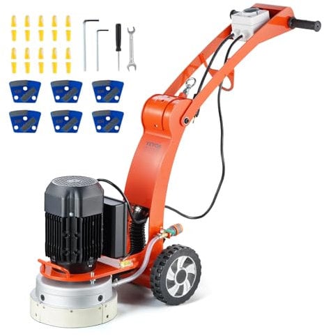 VEVOR Smerigliatrice Elettrica per Pavimenti in Cemento 250 mm Smerigliatrice con guida terra 3.0 HP Lucidatrice per Pavimenti, Smerigliatrice 2200W con Motore Brushless 1430 Giri/min Granito Marmo