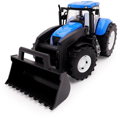Toyland® 39 cm (15 Zoll) New Holland Traktor mit zu öffnenden Türen und anhebbarem Frontlader – Maßstab 1:16 – Spielzeug-Landwirtschaftsfahrzeuge