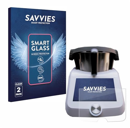 Savvies Schutzglas für SilverCrest Monsieur Cuisine Smart | 2 Stück Transparenter Displayschutz Made in Germany Panzer Schutz Glas 9H Schutzfolie HD Klar Blasenfrei Einfache Montage