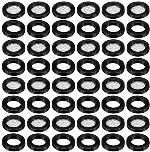 SULIKJHUI 40 Pcs Shower Head Washers, 19mm OD 11mm ID 3mm Thickness | 20 Rubber Gaskets with Stainless Steel Mesh + 20 Flat Rubber Washers for Faucet Pipe Water Shower Hose