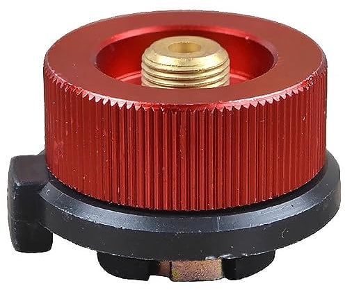 Camping Stove Connector Gas Bottle Adaptor Split Type Furnace Converter for Butane Canister to Screw Gas Cartridge (Red, 1PCS)