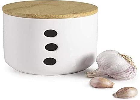 IBILI 8411922449679 Tarro para Ajos Ceramic y Bamboo, Multicolor, Talla Única, Nylon