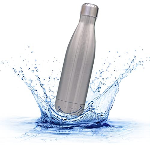 Sprengers – Trinkflasche aus Edelstahl – auslaufsichere & thermoisolierte Wasserflasche hält Getränke bis zu 18 Stunden warm oder kalt – Wasserflasche für Kohlensäure geeignet (Silber, 0,75 l)