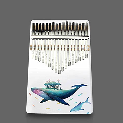 Hearda Kalimba 17 Schlüssel Daumen Klavier, Kalimba Instrument für Anfänger Kinder mit Stimmhammer, Studienführer, Daumenklavier Fingerklavier Kalimba Musik Geschenk - Tierdruck (Riesenwal)