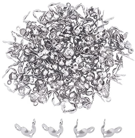 UNICRAFTALE Ca. 200 Stück Perlenspitzen 304 Edelstahl Kalottenenden 1.5 mm Loch Clamshell Knotenabdeckung Für Die DIY-Schmuckherstellung