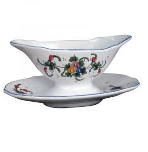 Salsiera con piastra in ceramica - Dimensioni: 9 × 15 cm h 10,9 cm - Made in Italy.