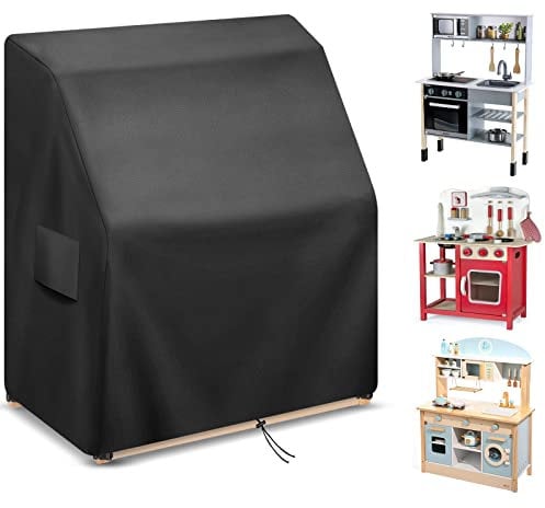 Mud Kitchen Cover 90×50×100 CM, Heavy Duty 420D Waterproof Dust Cover For Childrens Mud Kitchen Outdoor Wooden Early Fun Mud Kitchen Playhouse, Windproof, UV Resistant, Tear Resistant