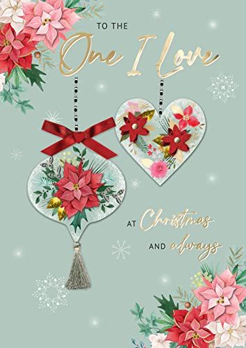 To The One I Love Embellished Luxury Lavish Christmas Card Large Xmas Cards XLB059E