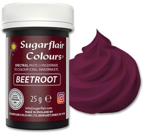 Sugarflair Spectral Beetroot Lebensmittelfarbpaste, hochkonzentrierte Lebensmittelfarbe für Buttercreme, Zuckerpaste, Royal Icing, Kuchendekorationen und mehr! Lebensmittelfarbstoff - 25g