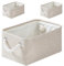 Mangata Stoff Aufbewahrungsboxen, Faltbare Aufbewahrungsbox mit Seilgriffen für Regale, Schrank, Kleiderschrank, 3er-Pack (Elfenbeinfarben, S)