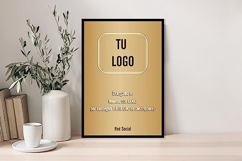 Oedim Placa Suscriptores Diseño Oro Personalizada, 19,5x28,2cm, Divertida y Original, Fabricada en Metacrilato